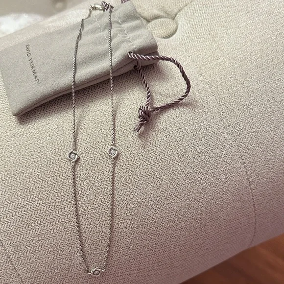 David Yurman Diamond Infinity Necklace in Sterling Silver (0.33 CTW) - Picture 1 of 4